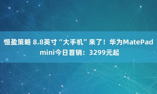 恒盈策略 8.8英寸“大手机”来了！华为MatePad mini今日首销：3299元起